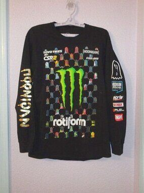 Hoonigan Racing Monster Energy T-Shirt Mens L Ken Block Car Rally Trouble Andrew